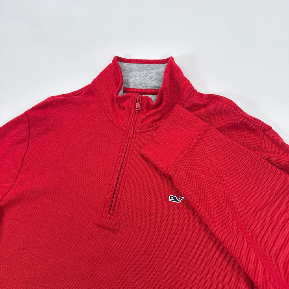 Vineyard Vines Quarter Zip Pullover Mens M Red 100% Pima Cotton Saltwater